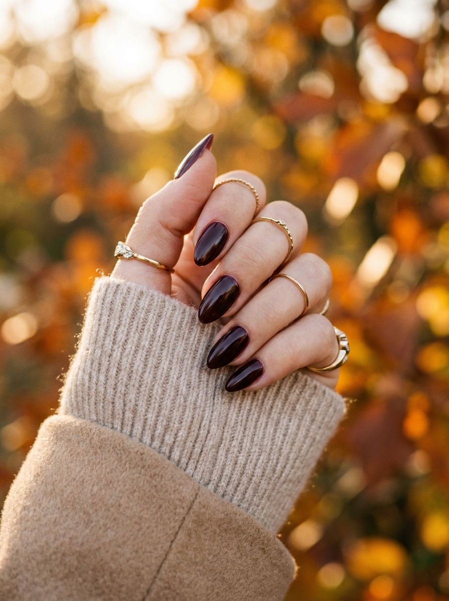 Black Cherry Almond Nails als Almond Fall Nails Inspiration 2026